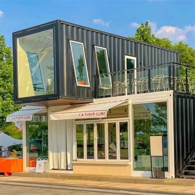 Courtyard Prefab Detachable Coffee Shop Restaurant Luxury Bar Led Flat Pack Container House