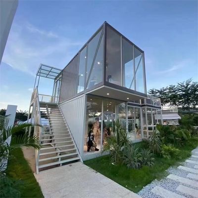 Courtyard Prefab Detachable Coffee Shop Restaurant Luxury Bar Led Flat Pack Container House