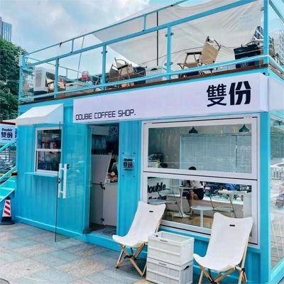 Courtyard Prefab Detachable Coffee Shop Restaurant Luxury Bar Led Flat Pack Container House