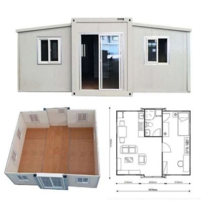Expandable Container House with 2 Bedrooms and Steel Door in White or Customized Color
