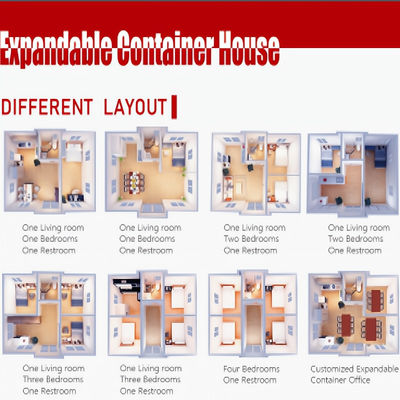 Mobile Living Container House with 2 Bedrooms and 1 Bathroom in Prefab Folding Design
