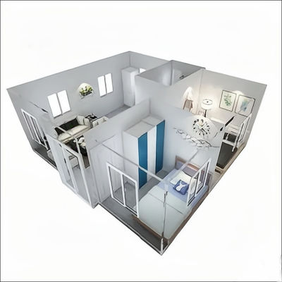 Mobile Living Container House with 2 Bedrooms and 1 Bathroom in Prefab Folding Design
