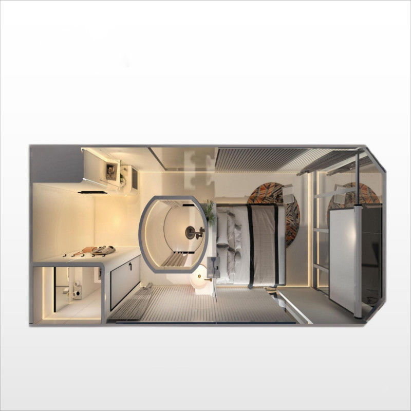 Tempered Glass Movable Prefabricated Tiny Space Capsule House for Customized Color